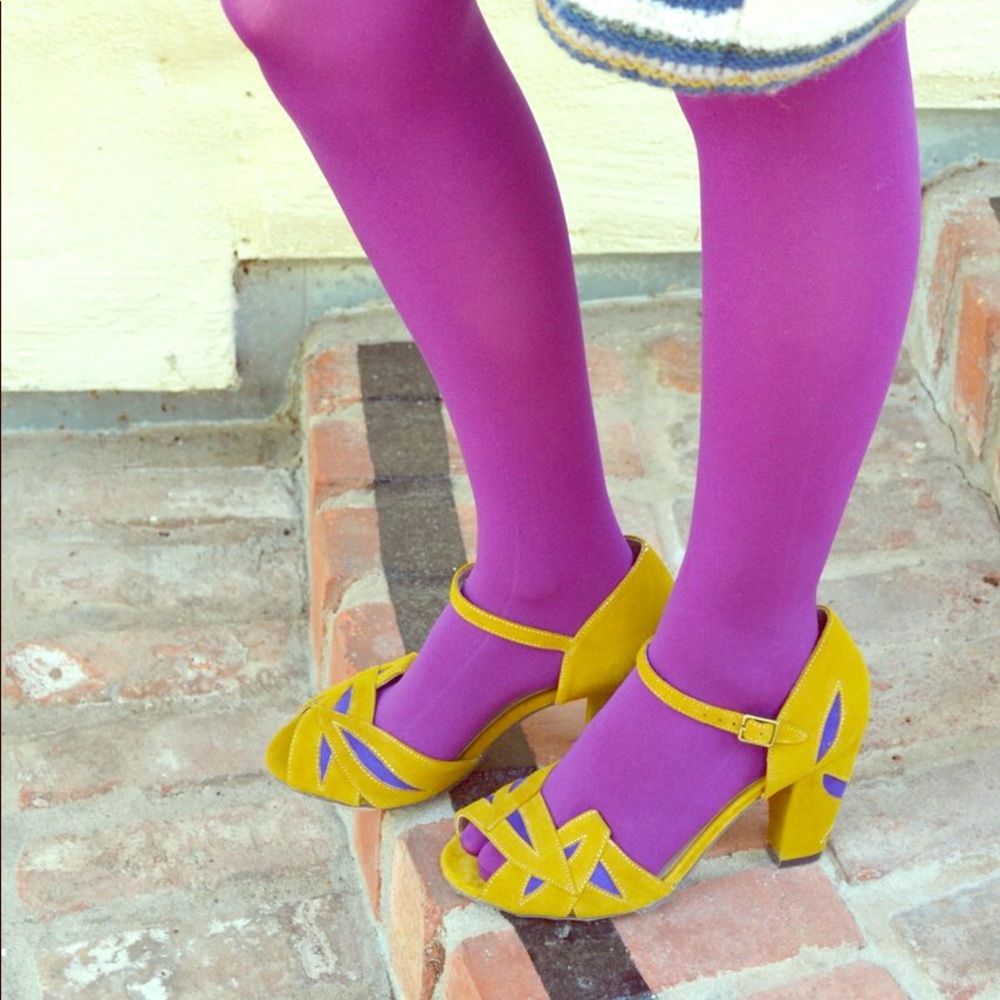 Purple Opaque Color Tights